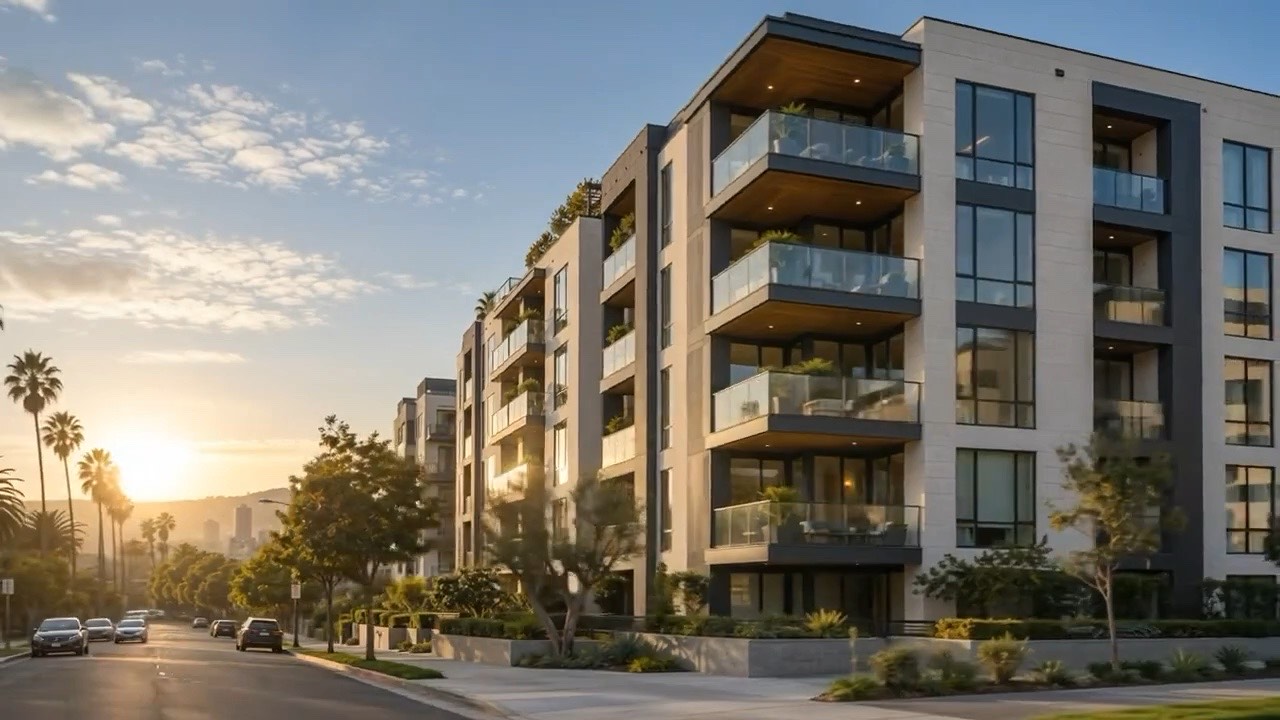 Modern multifamily apartment building
